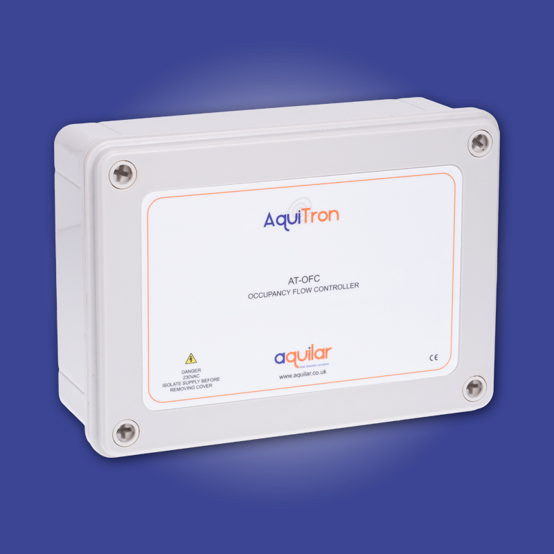 Occupancy flow controller PIR shut-off system water leak detection
